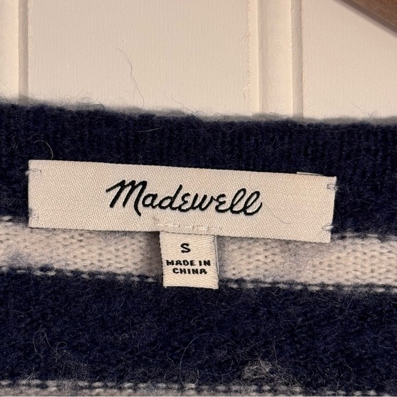 Madewell Merino Wool/Alpaca Blend Blue & White Striped Cardigan Size Small - Picture 6 of 7